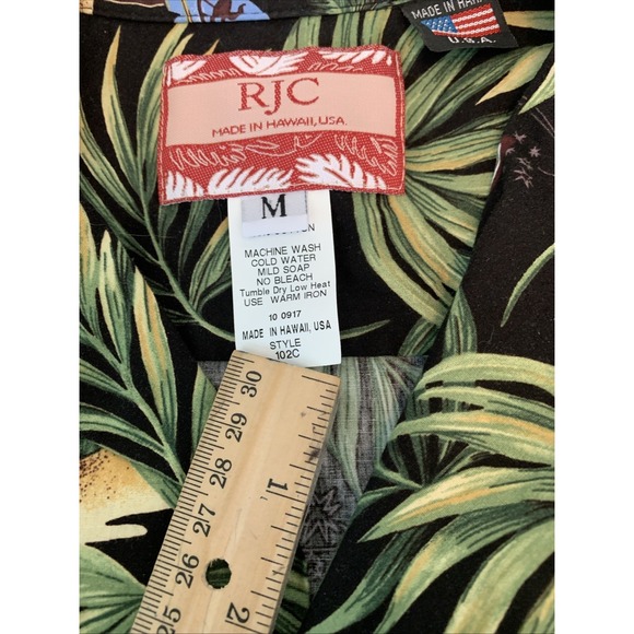 Vtg RJC Men's Made In Hawaii, Button Down Tropical Santa Shirt, Christmas Med - Picture 11 of 16